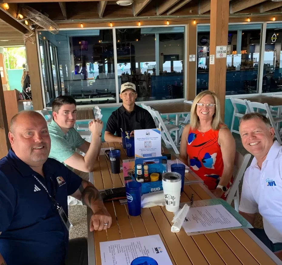 Suncoast NPI Apollo Beach-Riverview chapter members networking over a lunch meeting